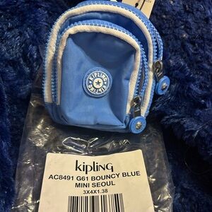 Kipling Mini Seoul  Backpack keychain Nwt - Blue